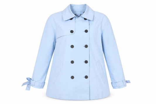 Front view of Jack Wills women’s blue jacket, size UK 14, button