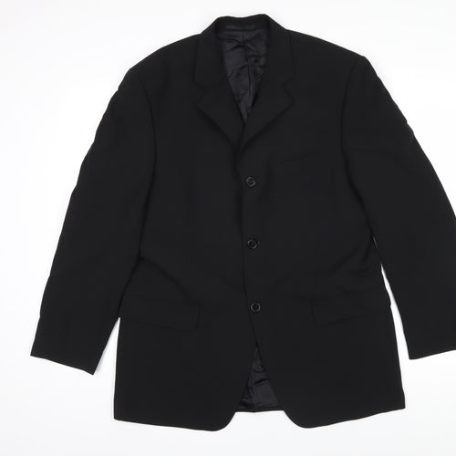 Hugo James Mens Black Polyester Jacket Blazer Size 40 Regular