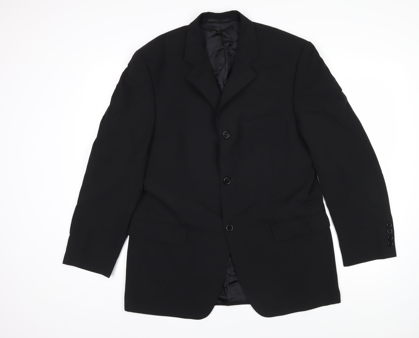 Hugo James Mens Black Polyester Jacket Blazer Size 40 Regular