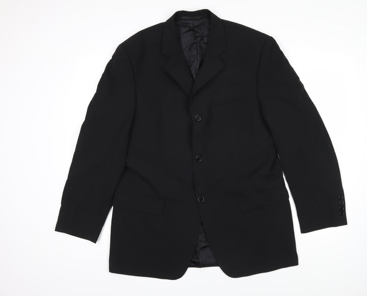 Hugo James Mens Black Polyester Jacket Blazer Size 40 Regular