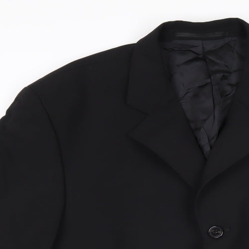 Hugo James Mens Black Polyester Jacket Blazer Size 40 Regular