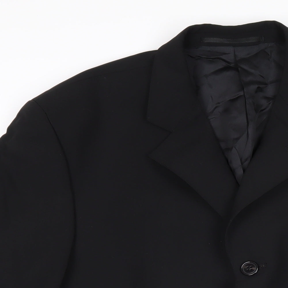 Hugo James Mens Black Polyester Jacket Blazer Size 40 Regular