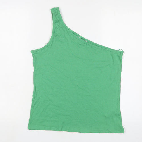 Marks and Spencer Womens Green Cotton Basic Tank Size 18 One Shoulder