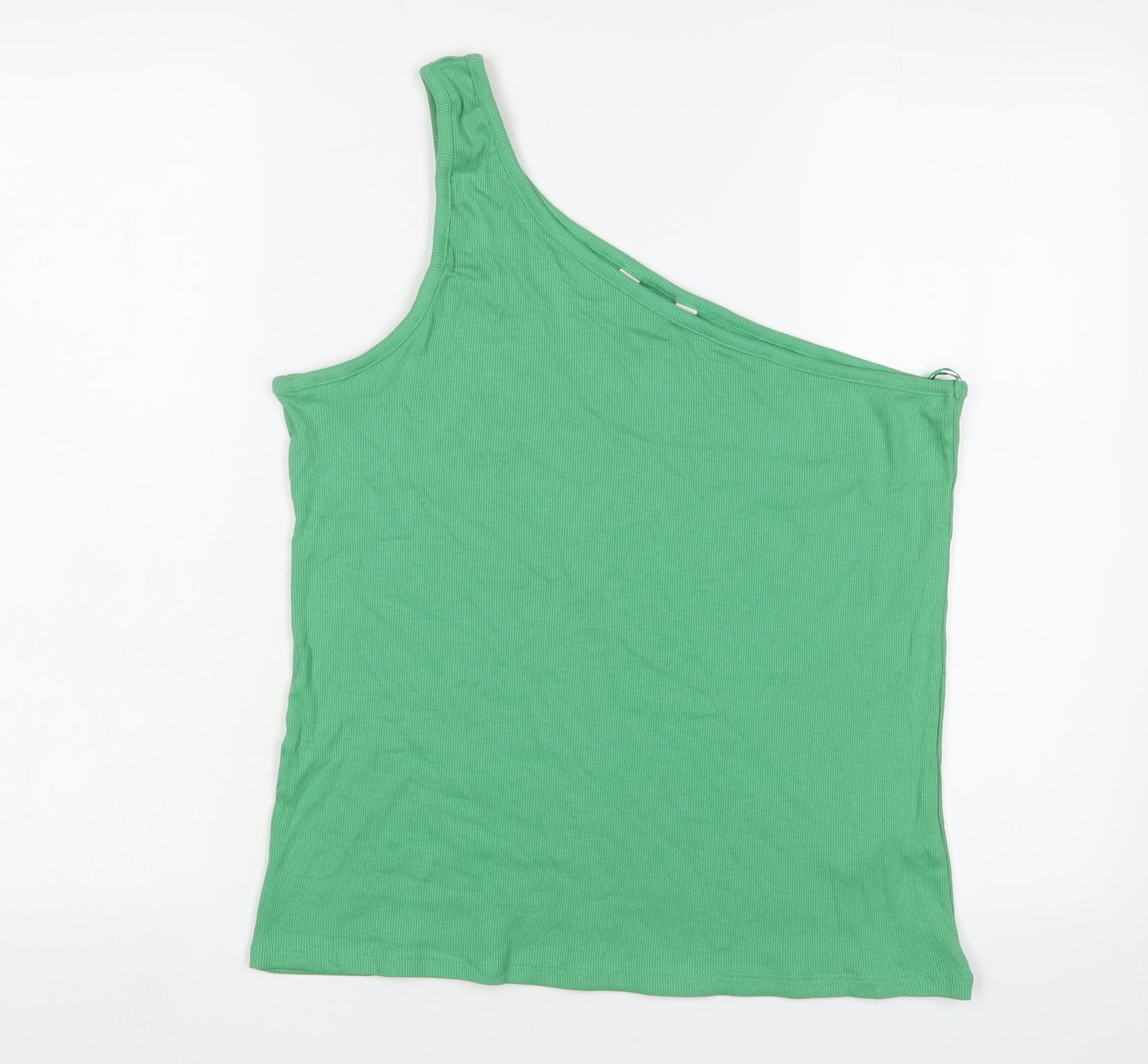 Marks and Spencer Womens Green Cotton Basic Tank Size 18 One Shoulder