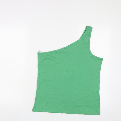 Marks and Spencer Womens Green Cotton Basic Tank Size 18 One Shoulder