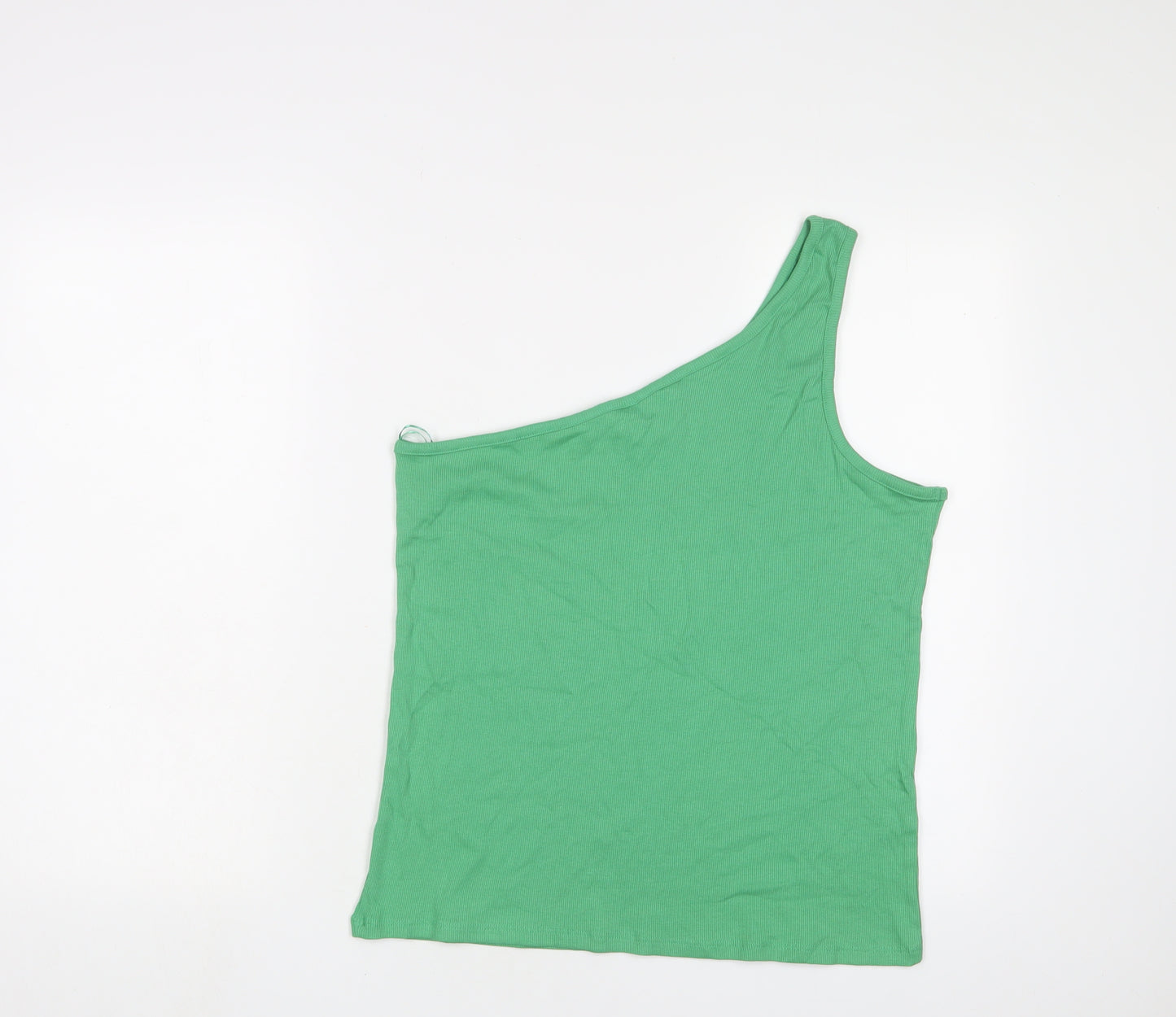 Marks and Spencer Womens Green Cotton Basic Tank Size 18 One Shoulder