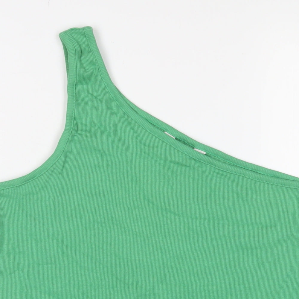 Marks and Spencer Womens Green Cotton Basic Tank Size 18 One Shoulder