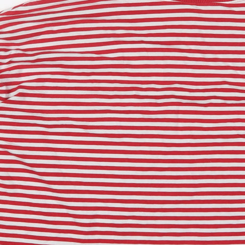 H&M Womens Red Striped Cotton Basic T-Shirt Size S Crew Neck