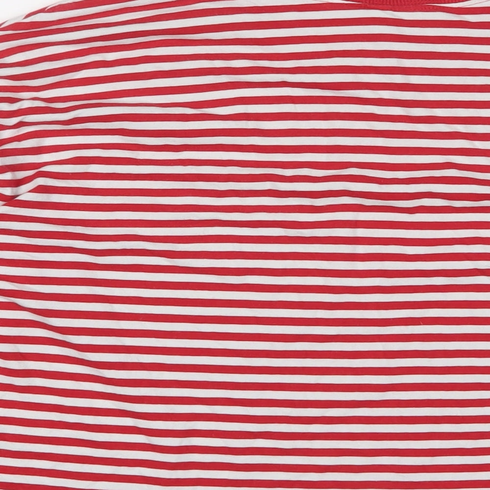 H&M Womens Red Striped Cotton Basic T-Shirt Size S Crew Neck