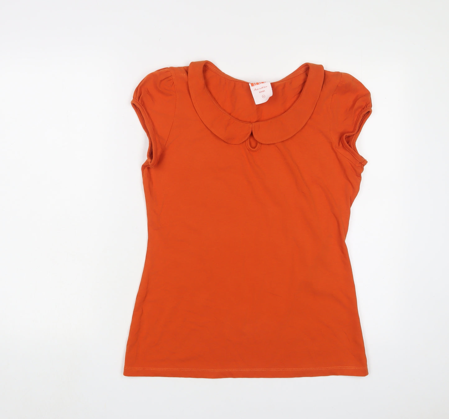NEXT Womens Orange Cotton Basic T-Shirt Size 14 Collared - Keyhole neck