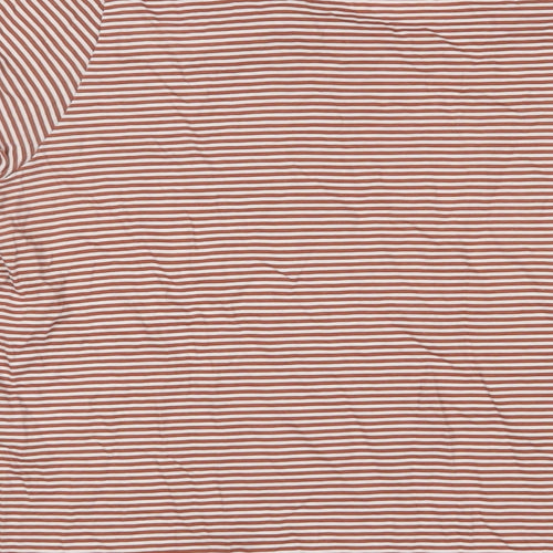 H&M Womens Brown Striped Cotton Basic T-Shirt Size L Crew Neck