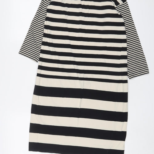 Jaeger Womens Beige Striped Cotton Sheath Size S Boat Neck Pullover