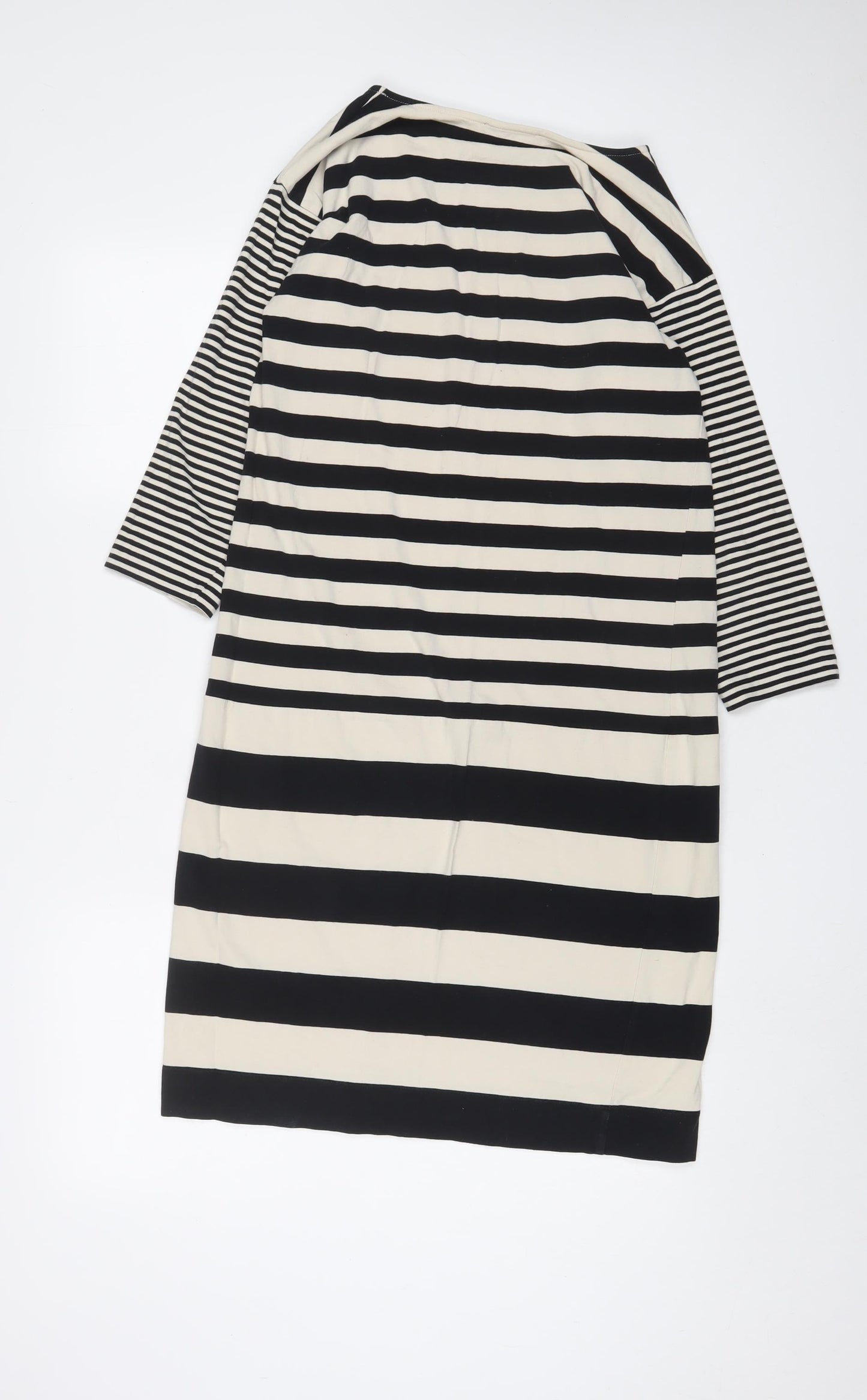 Jaeger Womens Beige Striped Cotton Sheath Size S Boat Neck Pullover