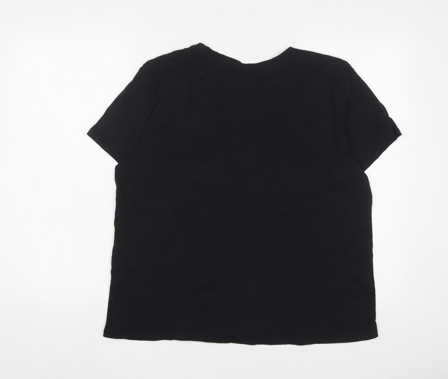 H&M Womens Black Cotton Basic T-Shirt Size L Crew Neck - Amour Paris