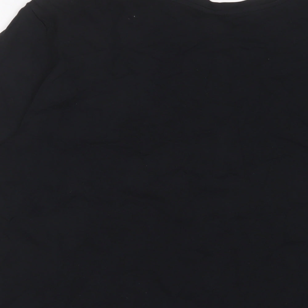 H&M Womens Black Cotton Basic T-Shirt Size L Crew Neck - Amour Paris