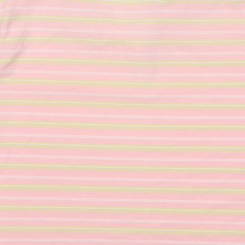 Ethel Austin Womens Pink Striped Polyester Basic Polo Size M Collared