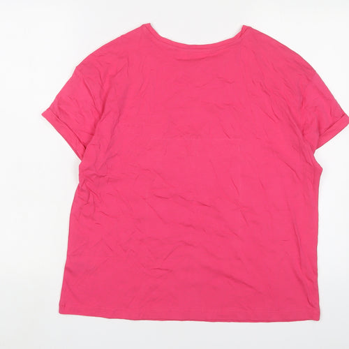 Marks and Spencer Womens Pink Solid Cotton Top Pyjama Top Size M