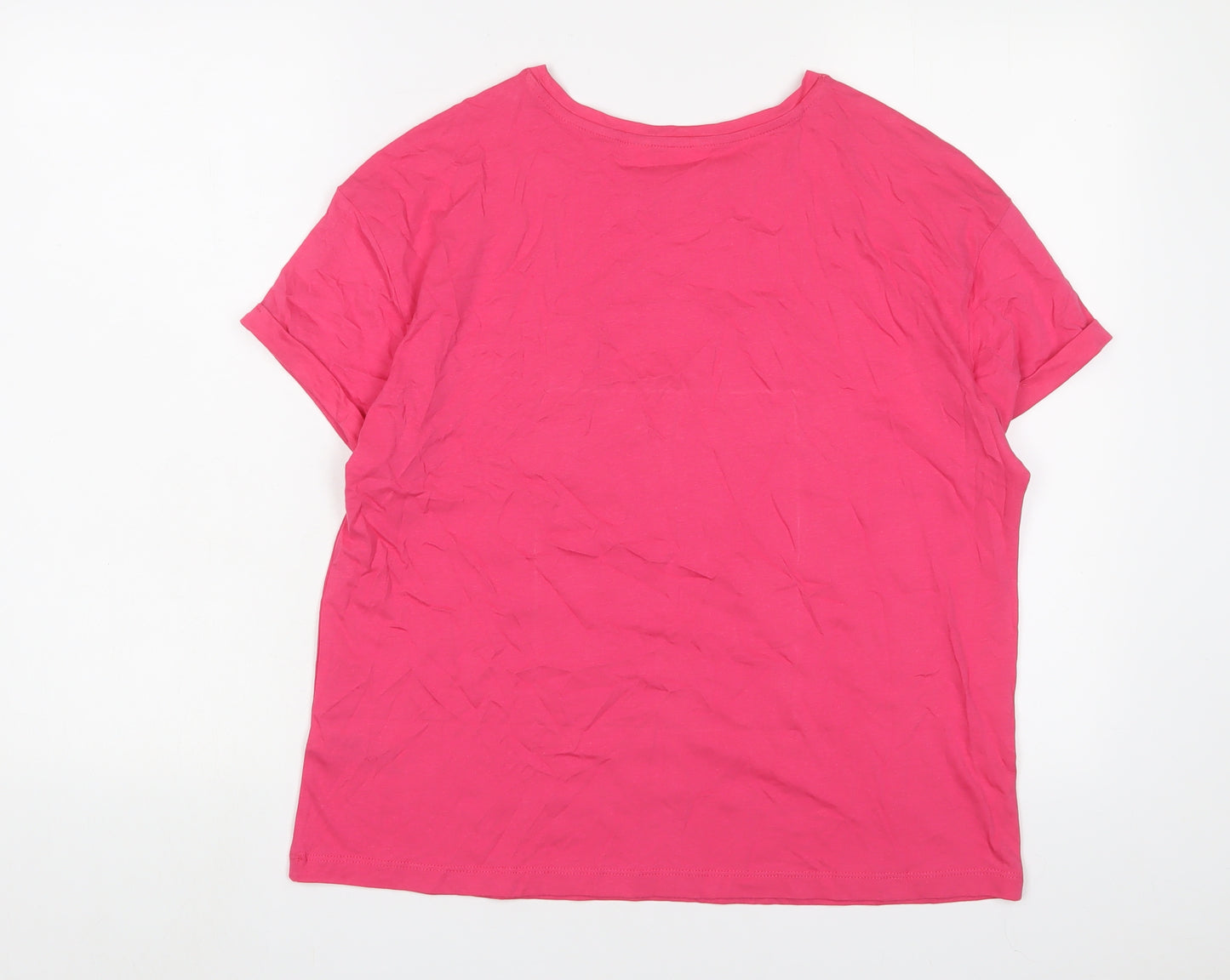 Marks and Spencer Womens Pink Solid Cotton Top Pyjama Top Size M