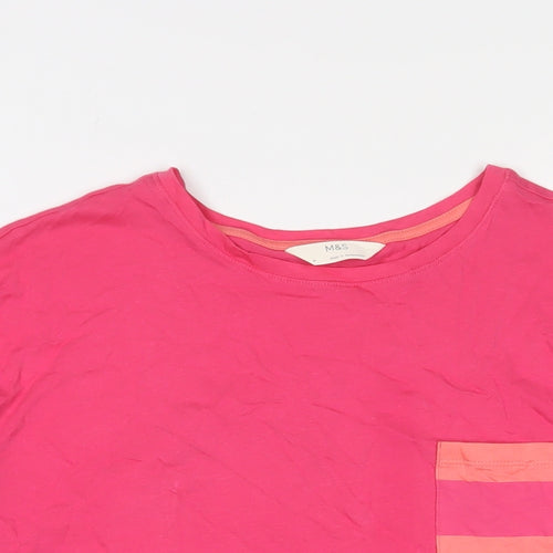 Marks and Spencer Womens Pink Solid Cotton Top Pyjama Top Size M