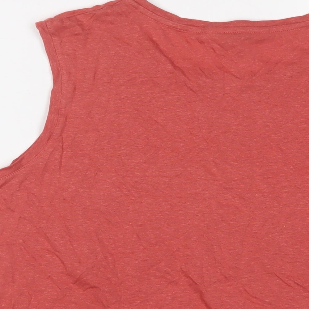 Marks and Spencer Womens Orange Linen Basic Tank Size 20 Crew Neck - Tie Front