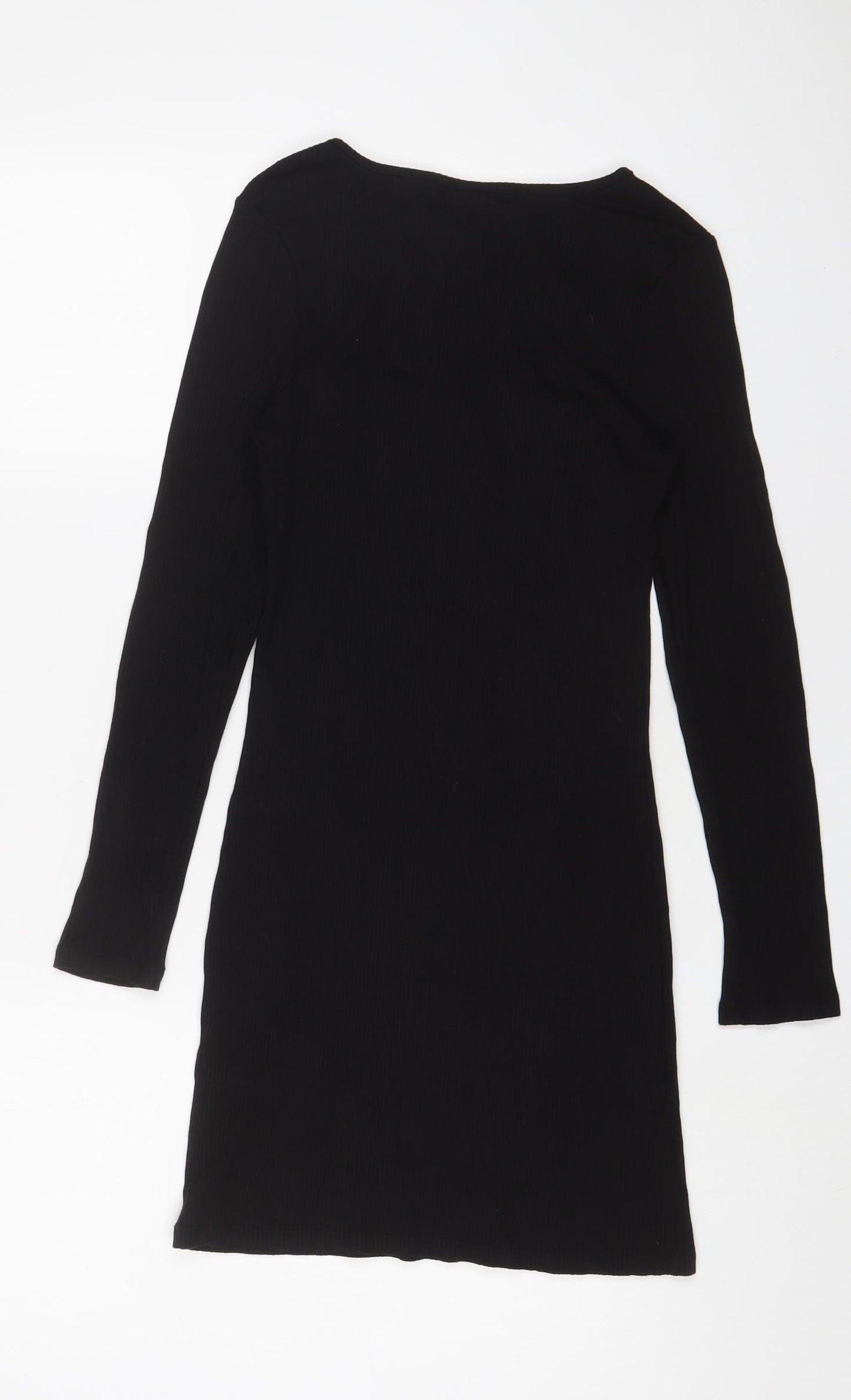 Topshop Womens Black Viscose Bodycon Size 10 Square Neck Pullover
