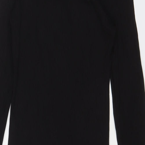 Topshop Womens Black Viscose Bodycon Size 10 Square Neck Pullover