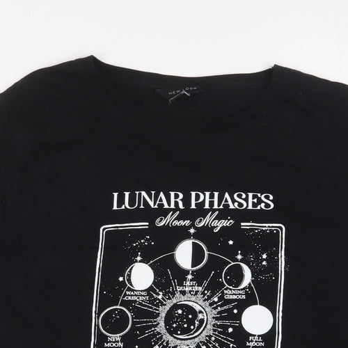 New Look Womens Black Cotton Basic T-Shirt Size 18 Crew Neck - Lunar Phases