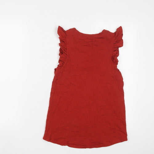 River Island Womens Red Cotton Basic Tank Size 8 Crew Neck - Frill