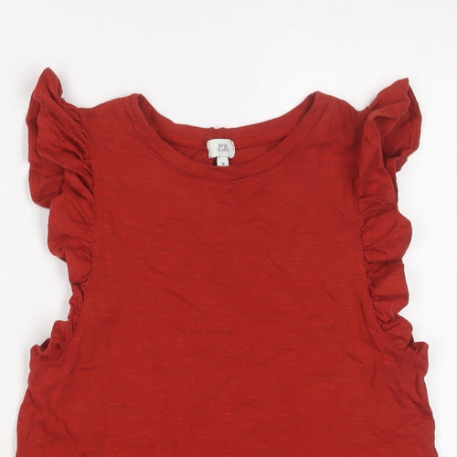 River Island Womens Red Cotton Basic Tank Size 8 Crew Neck - Frill