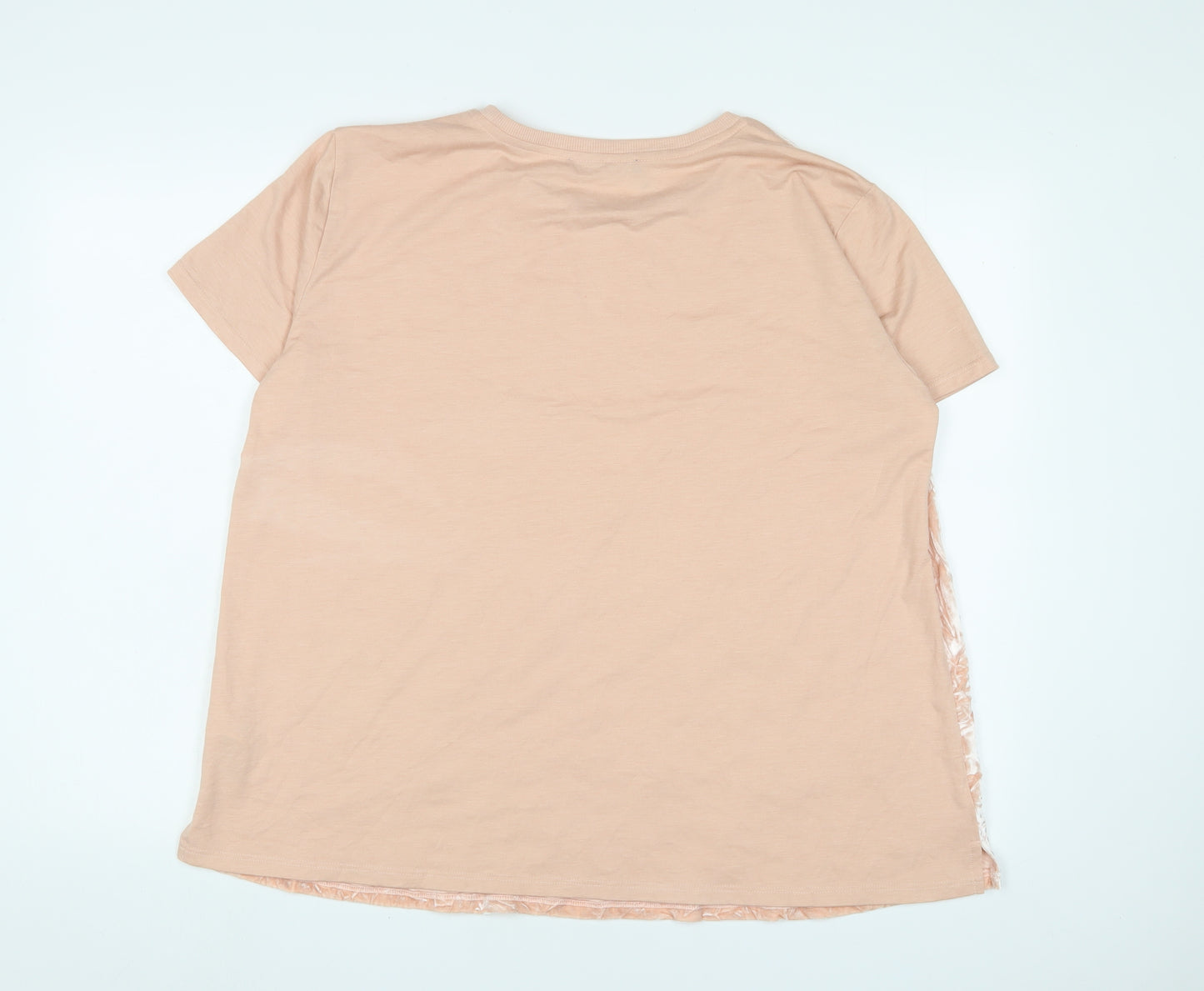 Marks and Spencer Womens Pink Polyester Basic T-Shirt Size 16 Crew Neck