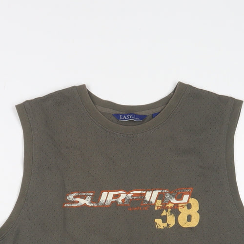 Easy Mens Grey Cotton T-Shirt Size M Crew Neck - Surfing 38