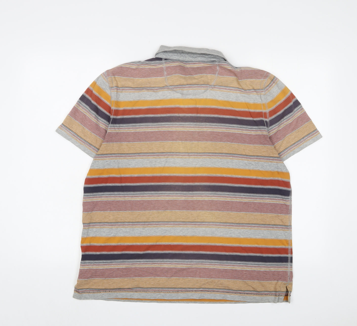 North Coast Mens Multicoloured Striped Cotton Polo Size L Collared Button