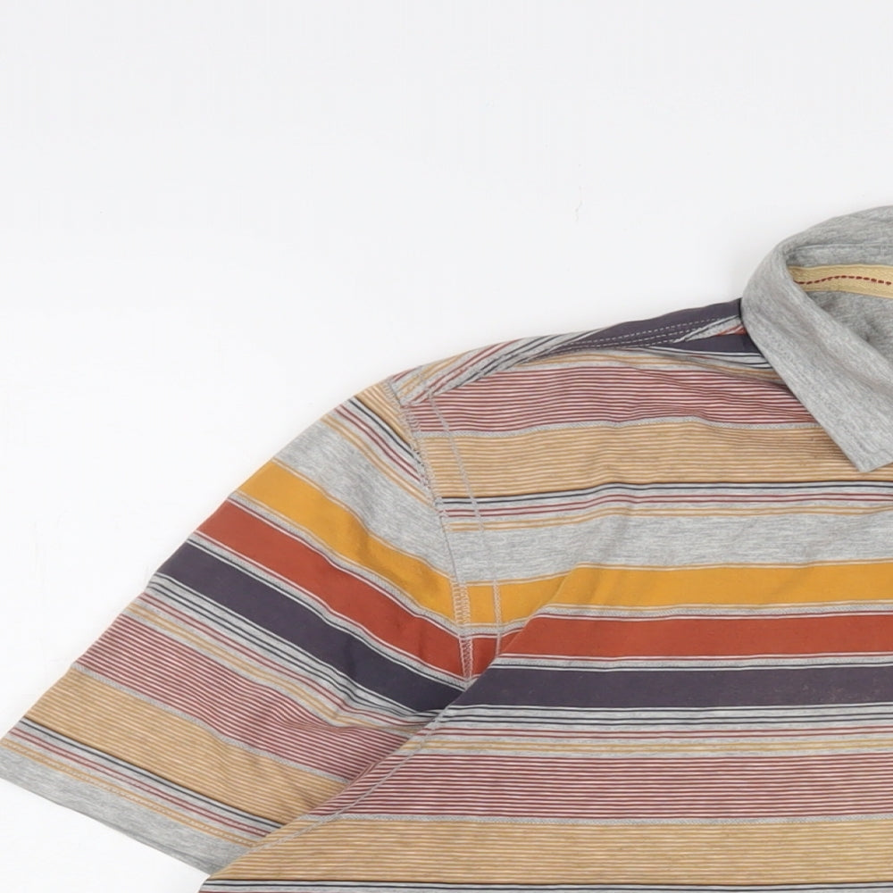 North Coast Mens Multicoloured Striped Cotton Polo Size L Collared Button