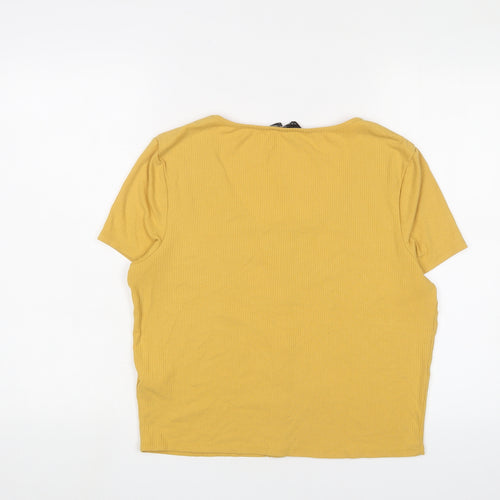 New Look Womens Yellow Viscose Basic T-Shirt Size 18 Scoop Neck