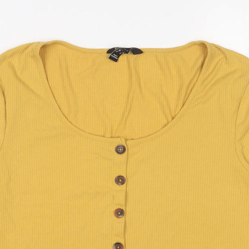 New Look Womens Yellow Viscose Basic T-Shirt Size 18 Scoop Neck
