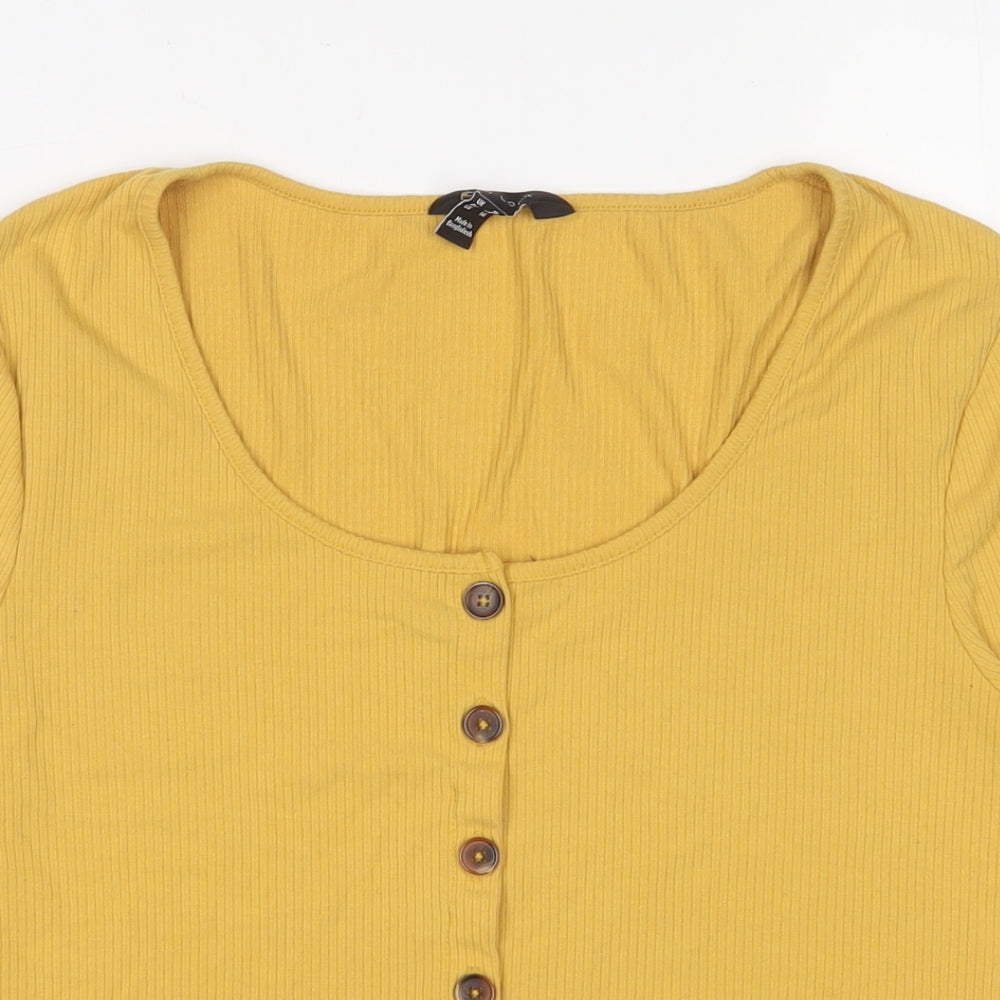 New Look Womens Yellow Viscose Basic T-Shirt Size 18 Scoop Neck