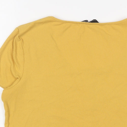 New Look Womens Yellow Viscose Basic T-Shirt Size 18 Scoop Neck