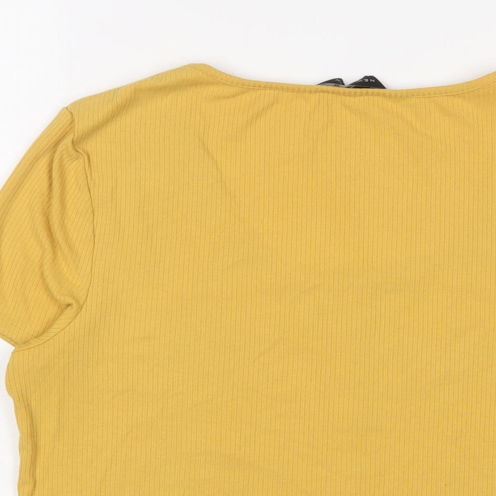 New Look Womens Yellow Viscose Basic T-Shirt Size 18 Scoop Neck