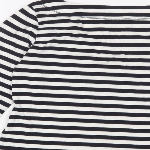 Hobbs Womens Blue Striped Cotton Basic T-Shirt Size S Boat Neck