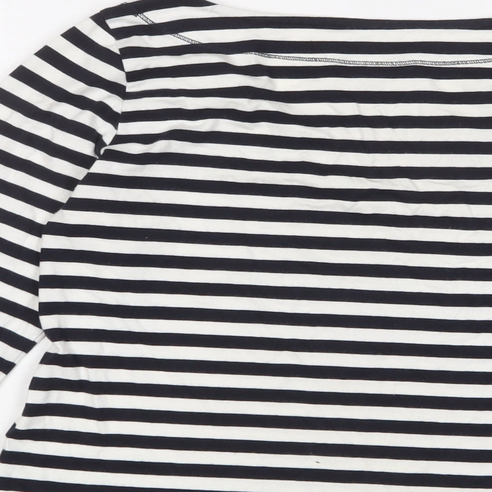 Hobbs Womens Blue Striped Cotton Basic T-Shirt Size S Boat Neck