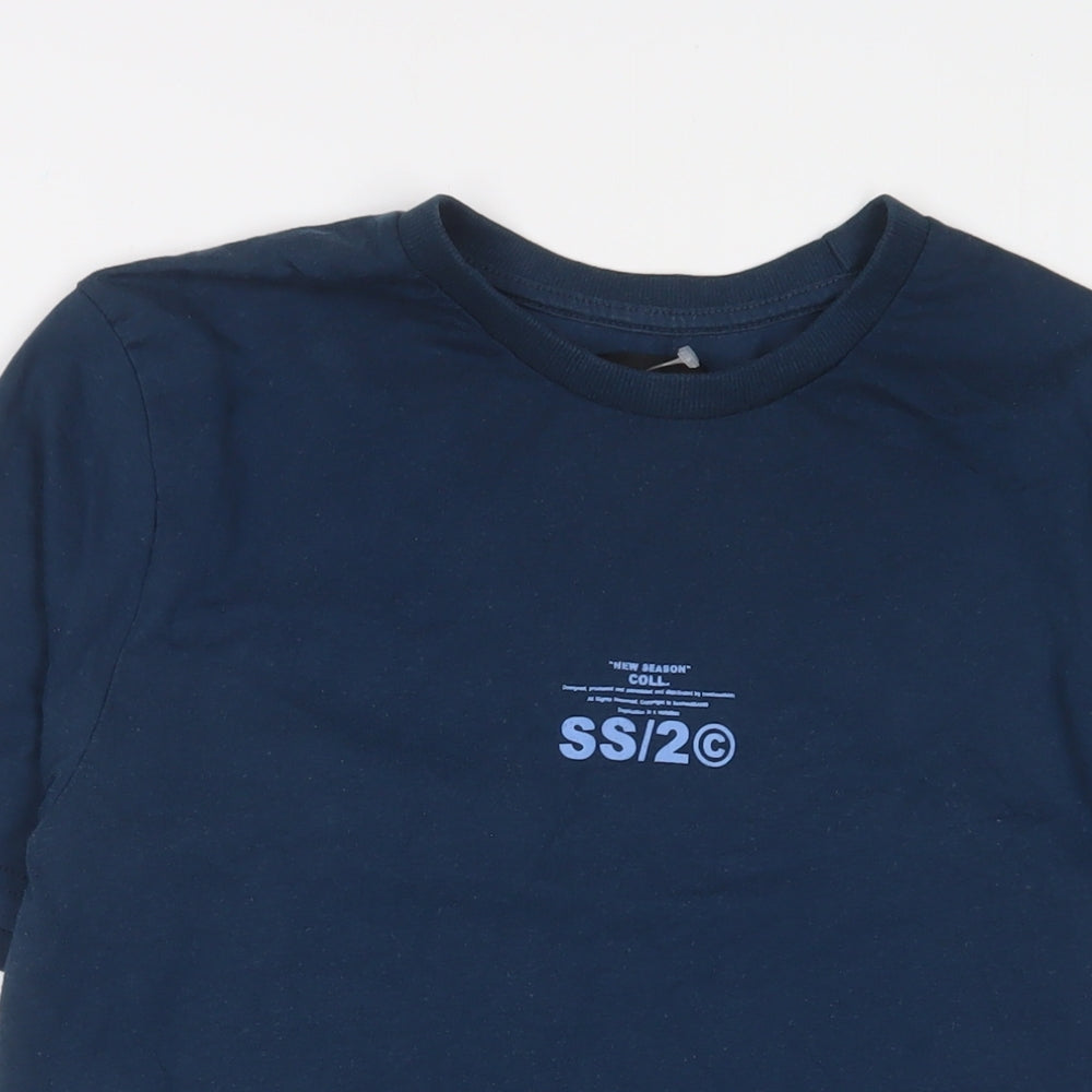 Boohoo Mens Blue Cotton T-Shirt Size L Crew Neck