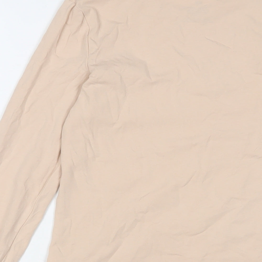H&M Girls Beige Cotton Basic T-Shirt Size 14-15 Years Crew Neck Pullover