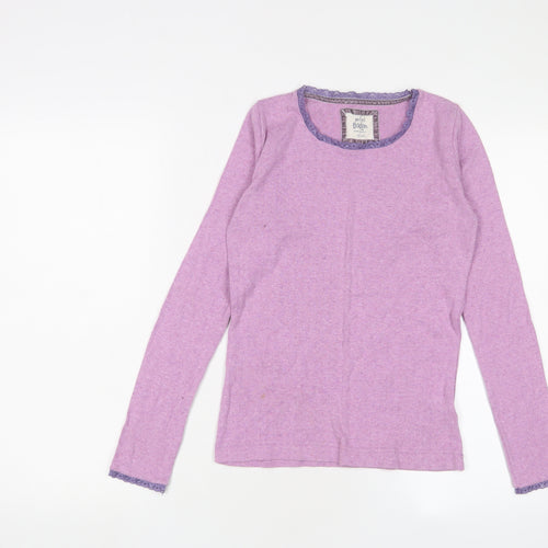 Mini Boden Girls Purple Polyester Basic T-Shirt Size 13-14 Years Crew Neck Pullover - Lace