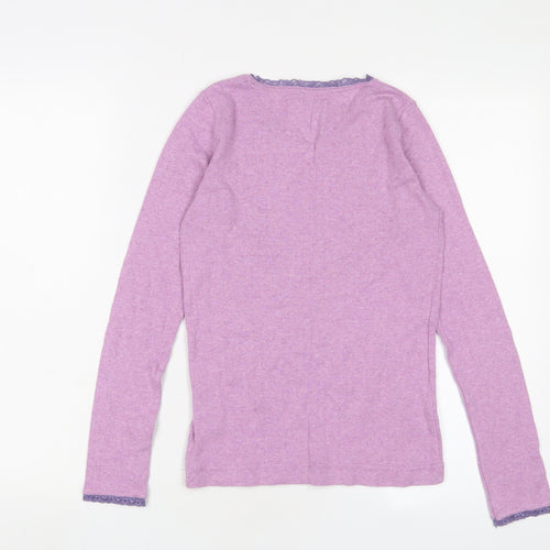 Mini Boden Girls Purple Polyester Basic T-Shirt Size 13-14 Years Crew Neck Pullover - Lace