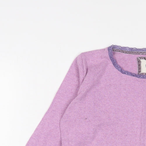 Mini Boden Girls Purple Polyester Basic T-Shirt Size 13-14 Years Crew Neck Pullover - Lace