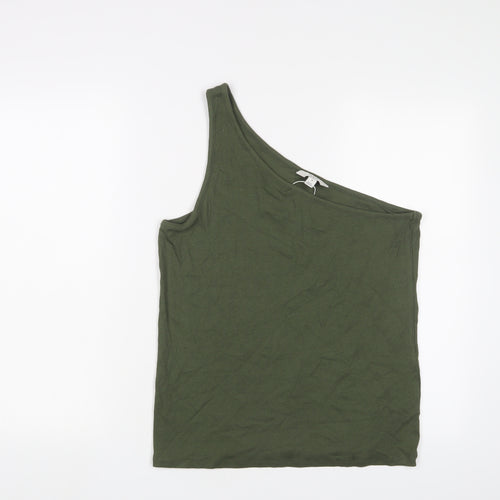 Marks and Spencer Womens Green Cotton Basic Tank Size 18 One Shoulder