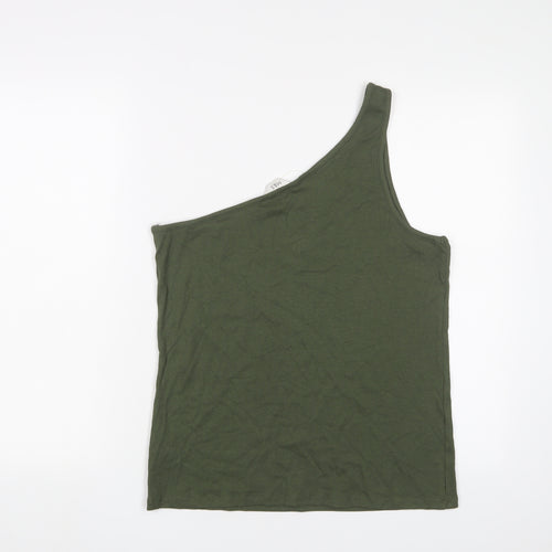 Marks and Spencer Womens Green Cotton Basic Tank Size 18 One Shoulder