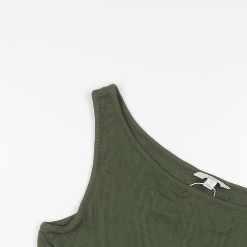 Marks and Spencer Womens Green Cotton Basic Tank Size 18 One Shoulder