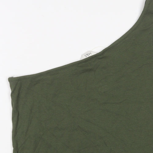 Marks and Spencer Womens Green Cotton Basic Tank Size 18 One Shoulder