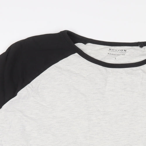 Burton Mens Grey Cotton T-Shirt Size L Crew Neck